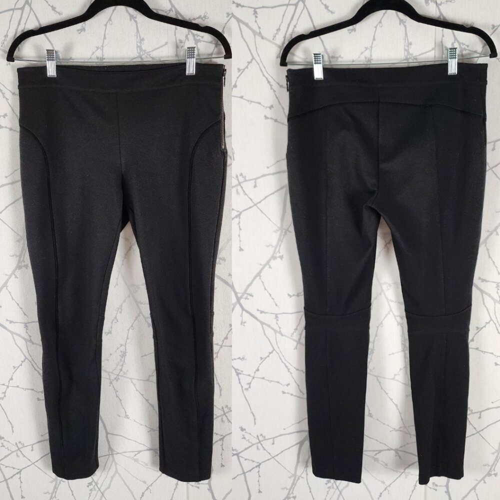 Armani Exchange Black Ponte Knit Contour Mid Rise Skinny Ankle Pants